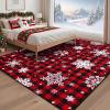 imageASPMIZ Christmas Area Rug 5x7 Snowflake Rugs for Living Room Red Buffalo Plaid Rugs for Bedroom Washable Rug Non Slip Low Pile Carpet for Dinning Room Nursery Checkered Christmas Decoration RedRed
