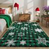 imageASPMIZ Christmas Area Rug 5x7 Snowflake Rugs for Living Room Red Buffalo Plaid Rugs for Bedroom Washable Rug Non Slip Low Pile Carpet for Dinning Room Nursery Checkered Christmas Decoration RedGreen
