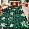 imageASPMIZ Christmas Area Rug 5x7 Snowflake Rugs for Living Room Red Buffalo Plaid Rugs for Bedroom Washable Rug Non Slip Low Pile Carpet for Dinning Room Nursery Checkered Christmas Decoration RedGreen