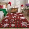 imageASPMIZ Christmas Area Rug 5x7 Snowflake Rugs for Living Room Red Buffalo Plaid Rugs for Bedroom Washable Rug Non Slip Low Pile Carpet for Dinning Room Nursery Checkered Christmas Decoration RedRed and Green