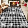 imageASPMIZ Christmas Area Rug 5x7 Snowflake Rugs for Living Room Red Buffalo Plaid Rugs for Bedroom Washable Rug Non Slip Low Pile Carpet for Dinning Room Nursery Checkered Christmas Decoration RedGrey