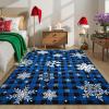 imageASPMIZ Christmas Area Rug 5x7 Snowflake Rugs for Living Room Red Buffalo Plaid Rugs for Bedroom Washable Rug Non Slip Low Pile Carpet for Dinning Room Nursery Checkered Christmas Decoration RedBlue