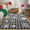 imageASPMIZ Christmas Area Rug 5x7 Snowflake Rugs for Living Room Red Buffalo Plaid Rugs for Bedroom Washable Rug Non Slip Low Pile Carpet for Dinning Room Nursery Checkered Christmas Decoration RedGrey