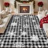 imageASPMIZ Christmas Area Rug 5x7 Snowflake Rugs for Living Room Red Buffalo Plaid Rugs for Bedroom Washable Rug Non Slip Low Pile Carpet for Dinning Room Nursery Checkered Christmas Decoration RedGrey