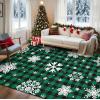 imageASPMIZ Christmas Area Rug 5x7 Snowflake Rugs for Living Room Red Buffalo Plaid Rugs for Bedroom Washable Rug Non Slip Low Pile Carpet for Dinning Room Nursery Checkered Christmas Decoration RedGreen