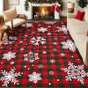 imageASPMIZ Christmas Area Rug 5x7 Snowflake Rugs for Living Room Red Buffalo Plaid Rugs for Bedroom Washable Rug Non Slip Low Pile Carpet for Dinning Room Nursery Checkered Christmas Decoration RedRed and Green