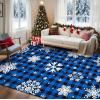 imageASPMIZ Christmas Area Rug 5x7 Snowflake Rugs for Living Room Red Buffalo Plaid Rugs for Bedroom Washable Rug Non Slip Low Pile Carpet for Dinning Room Nursery Checkered Christmas Decoration RedBlue