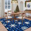 imageASPMIZ Christmas Area Rug 5x7 Snowflake Rugs for Living Room Red Buffalo Plaid Rugs for Bedroom Washable Rug Non Slip Low Pile Carpet for Dinning Room Nursery Checkered Christmas Decoration RedBlue