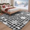imageASPMIZ Christmas Area Rug 5x7 Snowflake Rugs for Living Room Red Buffalo Plaid Rugs for Bedroom Washable Rug Non Slip Low Pile Carpet for Dinning Room Nursery Checkered Christmas Decoration RedGrey
