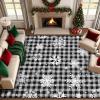 imageASPMIZ Christmas Area Rug 5x7 Snowflake Rugs for Living Room Red Buffalo Plaid Rugs for Bedroom Washable Rug Non Slip Low Pile Carpet for Dinning Room Nursery Checkered Christmas Decoration RedGrey