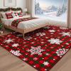 imageASPMIZ Christmas Area Rug 5x7 Snowflake Rugs for Living Room Red Buffalo Plaid Rugs for Bedroom Washable Rug Non Slip Low Pile Carpet for Dinning Room Nursery Checkered Christmas Decoration RedRed and Green