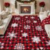 imageASPMIZ Christmas Area Rug 5x7 Snowflake Rugs for Living Room Red Buffalo Plaid Rugs for Bedroom Washable Rug Non Slip Low Pile Carpet for Dinning Room Nursery Checkered Christmas Decoration RedRed