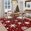 imageASPMIZ Christmas Area Rug 5x7 Snowflake Rugs for Living Room Red Buffalo Plaid Rugs for Bedroom Washable Rug Non Slip Low Pile Carpet for Dinning Room Nursery Checkered Christmas Decoration RedRed and Green