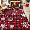 imageASPMIZ Christmas Area Rug 5x7 Snowflake Rugs for Living Room Red Buffalo Plaid Rugs for Bedroom Washable Rug Non Slip Low Pile Carpet for Dinning Room Nursery Checkered Christmas Decoration RedRed
