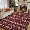 imageASPMIZ Christmas Area Rugs 8x10 Buffalo Plaid Rugs for Living Room Red Reindeer Washable Rug Low Pile Snowflake Bedroom Rug Non Slip Soft Faux Wool Throw Carpet for Christmas DecorationsRed
