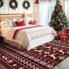 imageASPMIZ Christmas Area Rugs 8x10 Buffalo Plaid Rugs for Living Room Red Reindeer Washable Rug Low Pile Snowflake Bedroom Rug Non Slip Soft Faux Wool Throw Carpet for Christmas DecorationsRed