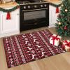 imageASPMIZ Christmas Area Rugs 8x10 Buffalo Plaid Rugs for Living Room Red Reindeer Washable Rug Low Pile Snowflake Bedroom Rug Non Slip Soft Faux Wool Throw Carpet for Christmas DecorationsRed