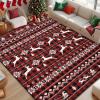 imageASPMIZ Christmas Area Rugs 8x10 Buffalo Plaid Rugs for Living Room Red Reindeer Washable Rug Low Pile Snowflake Bedroom Rug Non Slip Soft Faux Wool Throw Carpet for Christmas DecorationsRed