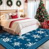 imageASPMIZ Christmas Area Rugs 8x10 Living Room Rug Snowflake Rugs for Bedroom Red Washable Rug Low Pile Winter Non Slip Carpet Soft Faux Wool Throw Carpet for Entryway Office Nursery RedBlue