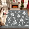 imageASPMIZ Christmas Area Rugs 8x10 Living Room Rug Snowflake Rugs for Bedroom Red Washable Rug Low Pile Winter Non Slip Carpet Soft Faux Wool Throw Carpet for Entryway Office Nursery RedGrey