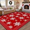 imageASPMIZ Christmas Area Rugs 8x10 Living Room Rug Snowflake Rugs for Bedroom Red Washable Rug Low Pile Winter Non Slip Carpet Soft Faux Wool Throw Carpet for Entryway Office Nursery RedRed