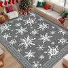 imageASPMIZ Christmas Area Rugs 8x10 Living Room Rug Snowflake Rugs for Bedroom Red Washable Rug Low Pile Winter Non Slip Carpet Soft Faux Wool Throw Carpet for Entryway Office Nursery RedGrey