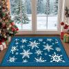 imageASPMIZ Christmas Area Rugs 8x10 Living Room Rug Snowflake Rugs for Bedroom Red Washable Rug Low Pile Winter Non Slip Carpet Soft Faux Wool Throw Carpet for Entryway Office Nursery RedBlue