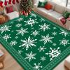 imageASPMIZ Christmas Area Rugs 8x10 Living Room Rug Snowflake Rugs for Bedroom Red Washable Rug Low Pile Winter Non Slip Carpet Soft Faux Wool Throw Carpet for Entryway Office Nursery RedGreen