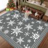 imageASPMIZ Christmas Area Rugs 8x10 Living Room Rug Snowflake Rugs for Bedroom Red Washable Rug Low Pile Winter Non Slip Carpet Soft Faux Wool Throw Carpet for Entryway Office Nursery RedGrey