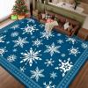 imageASPMIZ Christmas Area Rugs 8x10 Living Room Rug Snowflake Rugs for Bedroom Red Washable Rug Low Pile Winter Non Slip Carpet Soft Faux Wool Throw Carpet for Entryway Office Nursery RedBlue