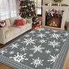 imageASPMIZ Christmas Area Rugs 8x10 Living Room Rug Snowflake Rugs for Bedroom Red Washable Rug Low Pile Winter Non Slip Carpet Soft Faux Wool Throw Carpet for Entryway Office Nursery RedGrey