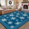 imageASPMIZ Christmas Area Rugs 8x10 Living Room Rug Snowflake Rugs for Bedroom Red Washable Rug Low Pile Winter Non Slip Carpet Soft Faux Wool Throw Carpet for Entryway Office Nursery RedBlue