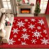 imageASPMIZ Christmas Area Rugs 8x10 Living Room Rug Snowflake Rugs for Bedroom Red Washable Rug Low Pile Winter Non Slip Carpet Soft Faux Wool Throw Carpet for Entryway Office Nursery RedRed