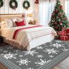 imageASPMIZ Christmas Area Rugs 8x10 Living Room Rug Snowflake Rugs for Bedroom Red Washable Rug Low Pile Winter Non Slip Carpet Soft Faux Wool Throw Carpet for Entryway Office Nursery RedGrey