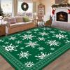 imageASPMIZ Christmas Area Rugs 8x10 Living Room Rug Snowflake Rugs for Bedroom Red Washable Rug Low Pile Winter Non Slip Carpet Soft Faux Wool Throw Carpet for Entryway Office Nursery RedGreen
