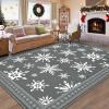 imageASPMIZ Christmas Area Rugs 8x10 Living Room Rug Snowflake Rugs for Bedroom Red Washable Rug Low Pile Winter Non Slip Carpet Soft Faux Wool Throw Carpet for Entryway Office Nursery RedGrey