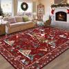 imageASPMIZ Christmas Santa Claus Area Rug 3x5 Washable Non Slip Red Living Room Rugs Low Pile Soft Faux Wool Large Entryway Rug Indoor Winter Floor Carpet for Bedroom Dining Room Christmas DecorationsRed