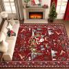 imageASPMIZ Christmas Santa Claus Area Rug 3x5 Washable Non Slip Red Living Room Rugs Low Pile Soft Faux Wool Large Entryway Rug Indoor Winter Floor Carpet for Bedroom Dining Room Christmas DecorationsRed