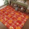 imageASPMIZ Fall Area Rugs 3x5 Plaid Living Room Rug Maple Leaves Washable Rug Orange Bedroom Rugs for Living Room Soft Faux Wool Throw Carpet fpr Entryway Office Nursery RedPlaid Maple Leaf  Red