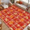 imageASPMIZ Fall Area Rugs 3x5 Plaid Living Room Rug Maple Leaves Washable Rug Orange Bedroom Rugs for Living Room Soft Faux Wool Throw Carpet fpr Entryway Office Nursery RedPlaid Maple Leaf  Red