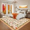 imageASPMIZ Fall Area Rugs 3x5 Plaid Living Room Rug Maple Leaves Washable Rug Orange Bedroom Rugs for Living Room Soft Faux Wool Throw Carpet fpr Entryway Office Nursery RedPumpkin  Beige
