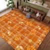 imageASPMIZ Fall Area Rugs 3x5 Plaid Living Room Rug Maple Leaves Washable Rug Orange Bedroom Rugs for Living Room Soft Faux Wool Throw Carpet fpr Entryway Office Nursery RedPlaid Maple Leaf  Orange