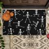 imageASPMIZ Halloween Door Welcome Mat Non Slip Washable Skeleton IndoorOutdoor Black Entrance Mat Horror Rubber Rug Skull Area Rug Home Decor 18quot x 30quot