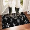imageASPMIZ Halloween Door Welcome Mat Non Slip Washable Skeleton IndoorOutdoor Black Entrance Mat Horror Rubber Rug Skull Area Rug Home Decor 18quot x 30quot