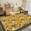 imageASPMIZ Mustard Yellow Area Rug 8x10 Vintage Floral Large Rugs for Living Room Washable Lemon Throw Rugs Non Slip Foldable Soft Low Pile Floor Carpet for Bedroom Kitchen Dining Room Nursery OfficeMustard Yellow