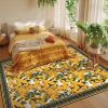 imageASPMIZ Mustard Yellow Area Rug 8x10 Vintage Floral Large Rugs for Living Room Washable Lemon Throw Rugs Non Slip Foldable Soft Low Pile Floor Carpet for Bedroom Kitchen Dining Room Nursery OfficeMustard Yellow