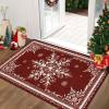 imageASPMIZ Christmas Area Rug 3x5 Snowflake Entryway Rug Non Slip Washable Rugs Low Pile Floor Mat Soft Faux Wool Rugs for Living Room Bedroom Kitchen Holiday Christmas Decorations RedRed