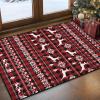 imageASPMIZ Christmas Area Rugs 8x10 Buffalo Plaid Rugs for Living Room Red Reindeer Washable Rug Low Pile Snowflake Bedroom Rug Non Slip Soft Faux Wool Throw Carpet for Christmas DecorationsRed