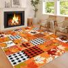 imageASPMIZ Fall Area Rug 5x7 Thanksgiving Rug Washable Non Slip Soft Faux Wool Vintage Autumn Pumpkin Maple Leaves Living Room Rugs Low Pile Fall Decorations for Home Bedroom Dining RoomPatchwork Pumpkin Leaves
