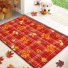 imageASPMIZ Fall Area Rugs 3x5 Plaid Living Room Rug Maple Leaves Washable Rug Orange Bedroom Rugs for Living Room Soft Faux Wool Throw Carpet fpr Entryway Office Nursery RedPlaid Maple Leaf  Red